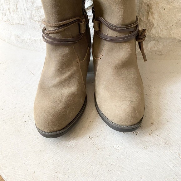 Eddie Bauer 6.5 Ankle Boot‎ Block Heel Bootie Louise Chocolate Leather Shearling - Picture 4 of 9